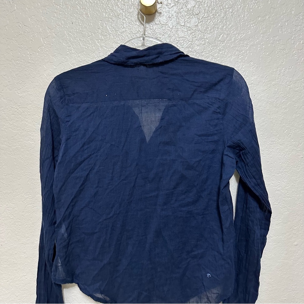 New Free People navy blue Drew Tuxedo Shirt size XS - Picture 5 of 9